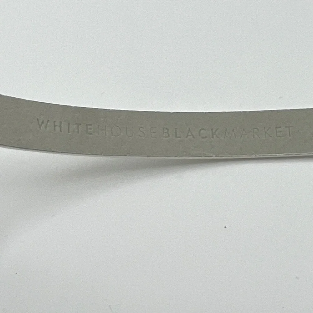 White House Black‎ Market S White Leather Skinny Belt Silver Buckle Minimalist